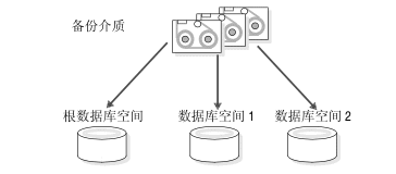 本图显示的是将数据从备份介质移至数据库空间。